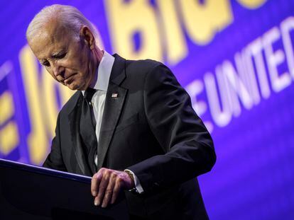 El presidente de EE UU, Joe Biden, en la cena de la Campaña por los Derechos Humanos el sábado en Washington