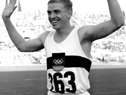Armin Hary, tras ganar los 100m de los Juegos de Roma 60.