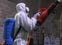 A Palestinian worker wearing protective gear, disinfects walls inside al-Omari mosque, as a means of prevention against the spread of the coronavirus COVID-19, in Gaza City on on March 12, 2020. (Photo by MAHMUD HAMS / AFP)