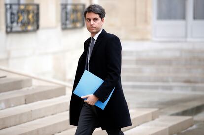 El nuevo primer ministro francés, Gabriel Attal, en el Elíseo.