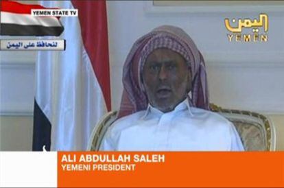Saleh se dirige a los yemeníes en una grabación de la televisión oficial