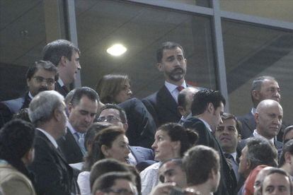 El Príncipe Felipe conversa con la alcaldesa de Madrid, Ana Botella, y el presidente del Consejo Superior de Deportes, Miguel Cardenal (izquierda).