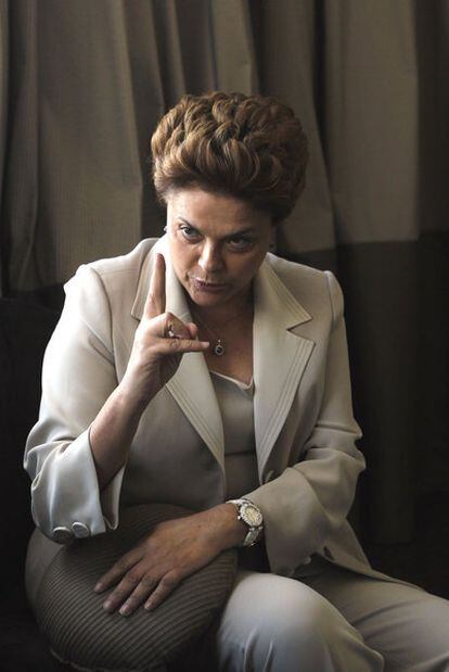 La candidata brasileña del Partido de los Trabajadores, Dilma Rousseff, durante la entrevista.