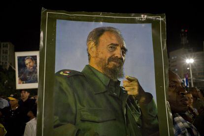 Una imagen de Fidel Castro durante la ceremonia en su honor, en la Plaza de la Revolución. 