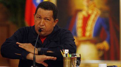 El presidente venezolano, durante su encuentro con la prensa ayer en Caracas.