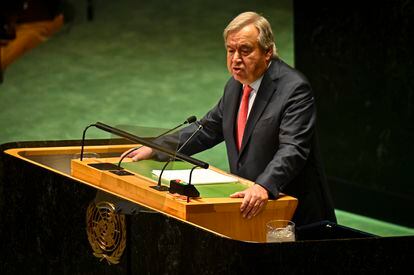 Antonio Guterres, durante su intervención en la Asamblea General de las Naciones Unidas.