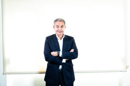 Zapatero, este lunes durante la entrevista en Madrid. 