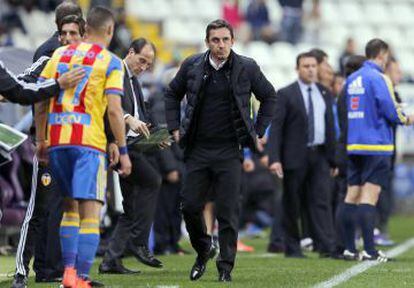 Gary Neville,en el Málaga-Valencia.