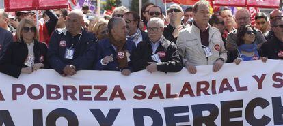 Cabecera de la manifestaci&oacute;n del pasado 1 de mayo en Madrid. 
