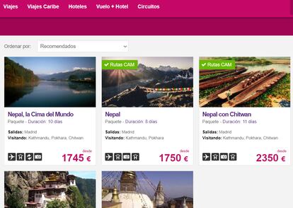 Ofertas de viajes a Nepal en la página web de la agencia Nautalia.