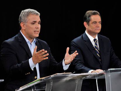 Iván Duque y Germán Vargas Lleras, durante un debate en la campaña de 2018.