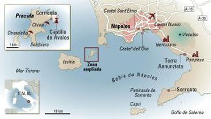 Mapa de Procida (Italia).