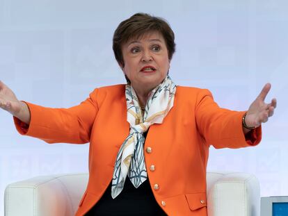 Kristalina Georgieva, directora gerente del Fondo Monetario Internacional, esta semana en la sede del organismo.