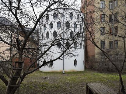 Exterior de la Casa de la Utopía, la casa construida por Konstantin Melnikov en Moscú.