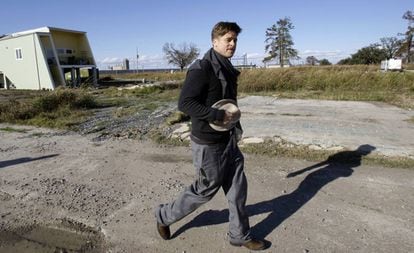 Brad Pitt, en Nueva Orleans durante la construcción de las casas.