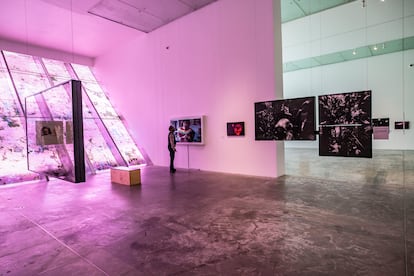 Un visitante recorre las salas de la exposición 'Claudia Andujar y la lucha yanomami'.