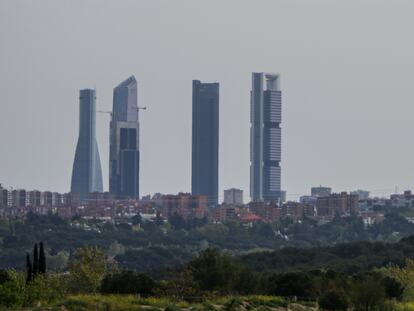 Panorámica de Madrid tomada desde la Casa de Campo, en las cercanías de Pozuelo de Alarcón.