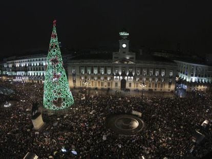 La Puerta del Sol en la &uacute;ltima Nochevieja.