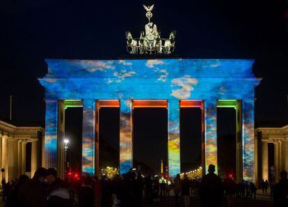La puerta de Brandeburgo, en Berlín, durante una de las últimas ediciones del Festival of Lights.