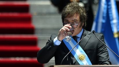 El presidente de Argentina, Javier Milei, durante la ceremonia de asunción de su cargo.