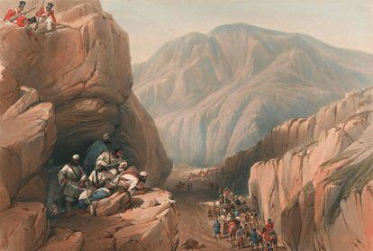 Un paso de montaña afgano en 1830.
