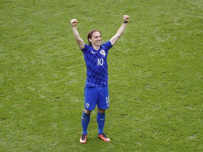 Luka Modric festeja el triunfo de Croacia sobre Turqu&iacute;a