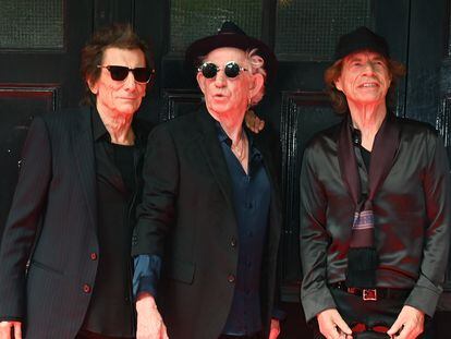 Ron Wood, Keith Richards y Mick Jagger posan para la prensa en Londres el pasado 6 de septiembre en el anuncio del nuevo disco de los Rolling Stones.