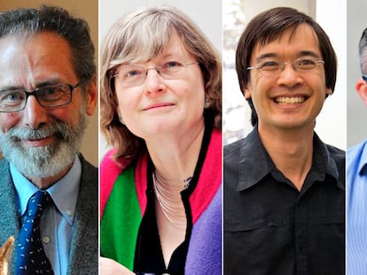 Los matemáticos Yves Meyer, Ingrid Daubechies, Terence Tao y Emmanuel Candès, ganadores del Princesa de Asturias de Investigación 2020.