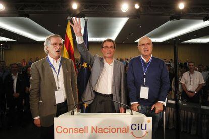 Xavier Trias, Artur Mas y Josep Duran Lleida en el Consejo Nacional de CiU.