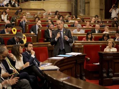 Quim Torra, en un momento de la sesión de control.
