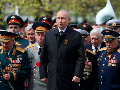 Putin, el lunes, durante el homenaje al Soldado Desconocido en el marco de las celebraciones del Día de la Victoria.