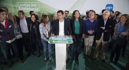 El presidente del PP andaluz y candidato a la presidencia de la Junta de Andalucia, Juanma Moreno, valora los resultados obtenidos en las elecciones andaluzas.
