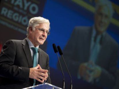 El presidente en funciones de Castilla-La Mancha, José María Barreda, durante el discurso institucional del Día de la Región, el pasado día 31 en Toledo.