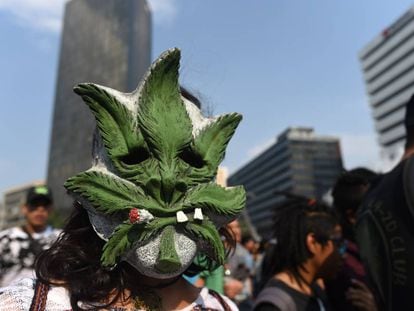 Un manifestante en una marcha promarihuana en Ciudad de México. 