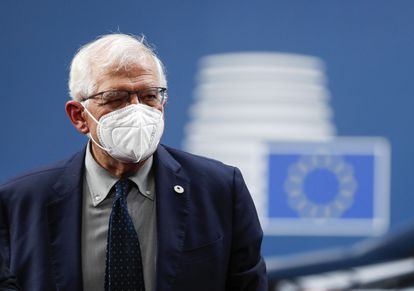 Josep Borrell, en la cumbre europea de Bruselas este viernes.