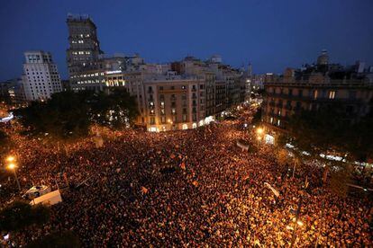 Protestas en la plaza de Catalunya.
