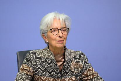 La presidenta del BCE, Christine Lagarde, durante el consejo de Gobierno de la entidad en diciembre.