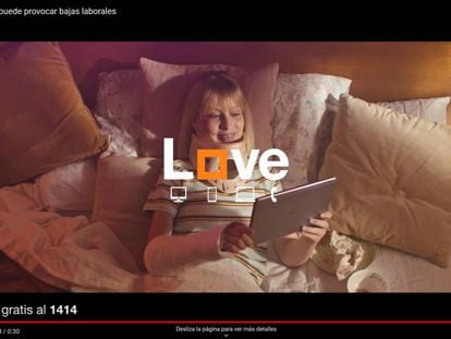 Careta del anuncio de televisión de Love de Orange. En vídeo, el anuncio en España de Orange con Netflix.