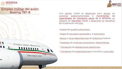 Parte del proyecto filtrado de la Sedena para el plan del avión presidencial.