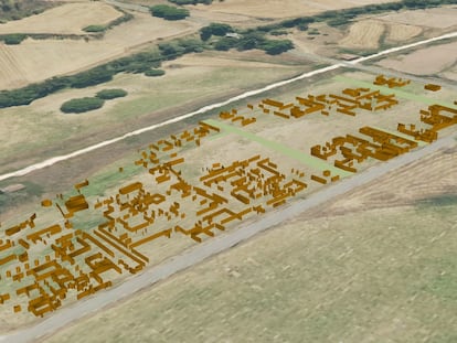 Reconstrucción informática de los restos detectados de la ciudad de Flaviaugusta en Poza de la Sal (Burgos).