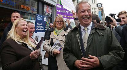 El líder del partido UKIP, Nigel Farage, el pasado jueves en Newcastle, Inglaterra.