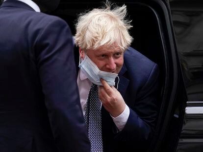 Boris Johnson, a su llegada este lunes a Downing Street.