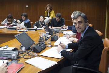 Jonan Fernández, secretario de Paz y Convivencia del Gobierno vasco, antes de intervenir hoy en el Parlamento.