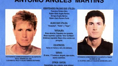Fotografía del cartel editado por el Ministerio del Interior el 23 de marzo de 1993 para la búsqueda de Antonio Anglés Martíns.
