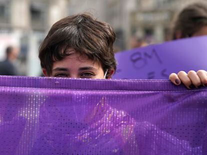 Concentración feminista en la Puerta del Sol en Madrid, en 2021.