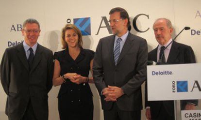 Gallardón, Cospedal, Rajoy y Rato, en el Foro Abc.