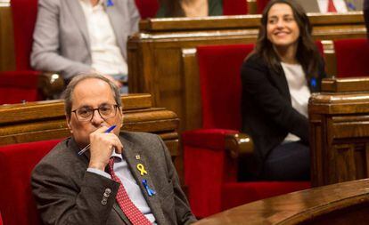 Quim Torra, durante el pleno del Parlament de este jueves.