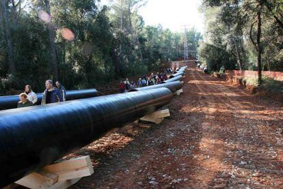 Obras del gasoducto Midcat, a su paso por Torrent dels Colobrers, Catalu&ntilde;a.
