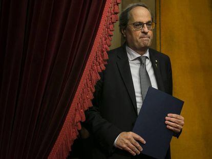 El presidente de la Generalitat, Quim Torra, este miércoles en el Parlament.