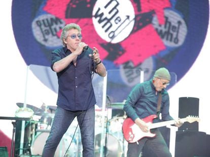 Roger Daltrey (izquierda) y Pete Townshend, de The Who, ayer durante su actuación en el Mad Cool Festival de Madrid.